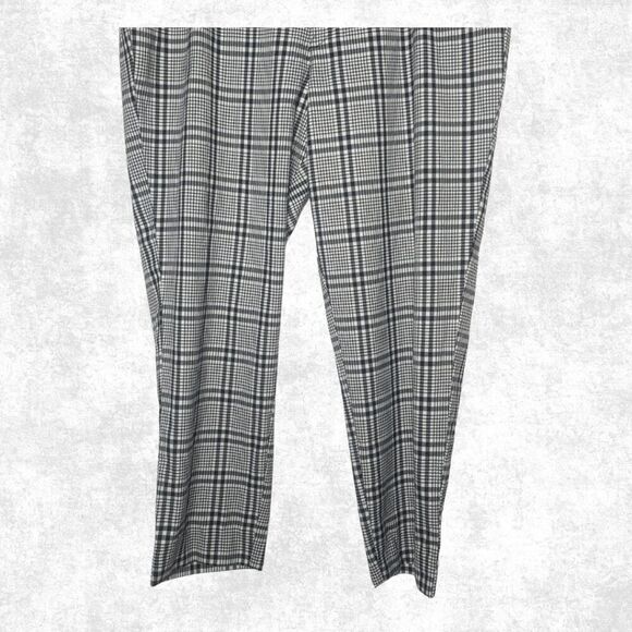 Abercrombie & Fitch Black White Plaid Trousers - Size XL - High Rise Slim Fit Pa - Picture 3 of 7